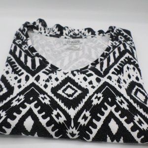 Chico's The Ultimate Tee Size 2 Black White